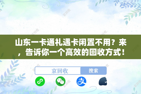 山东一卡通礼遇卡闲置不用？来，告诉你一个高效的回收方式！