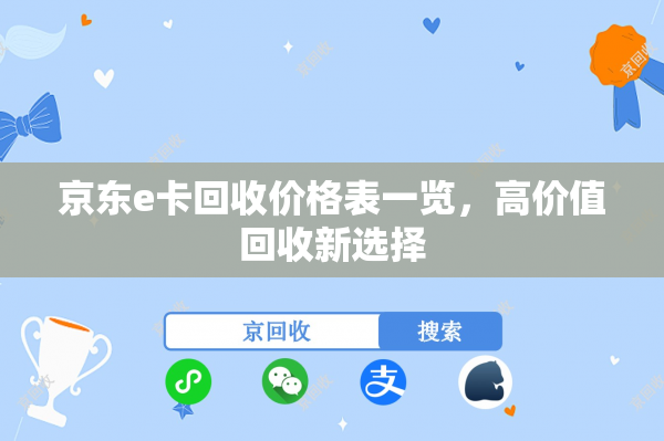 京东e卡回收价格表一览，高价值回收新选择