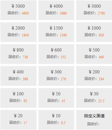 1000元京东购物卡回收多少钱