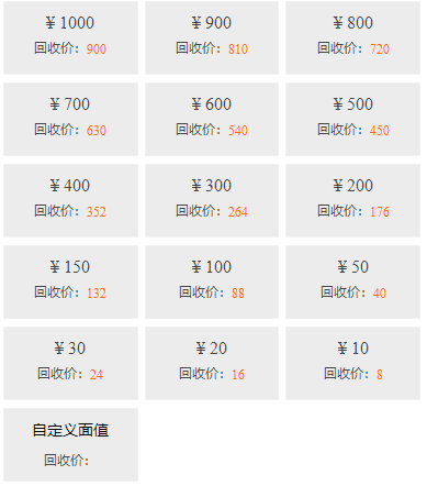 1000元沃尔玛购物卡回收多少钱